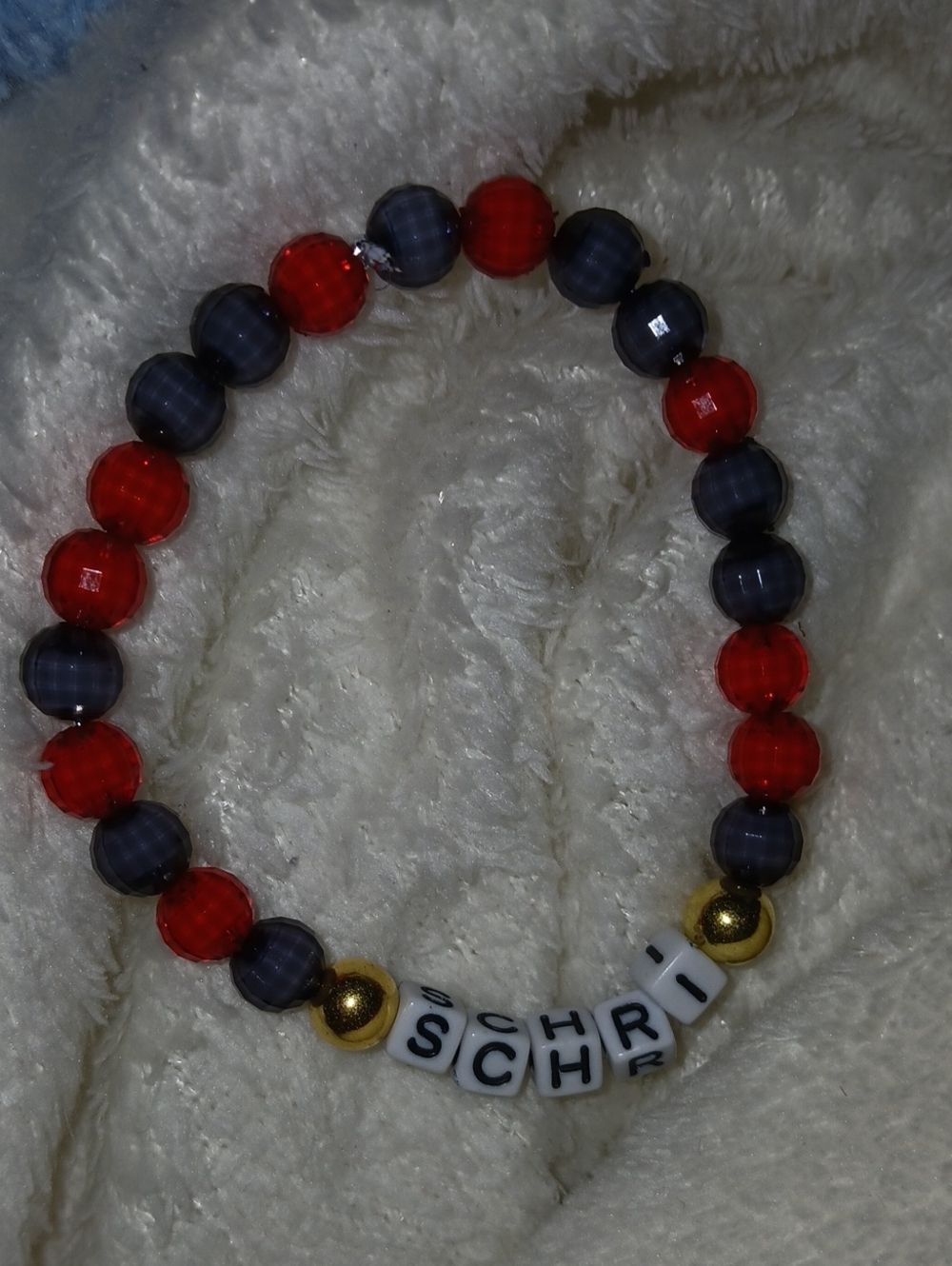 Beaded Red & Dark Blue Personalized Letter Bracelet